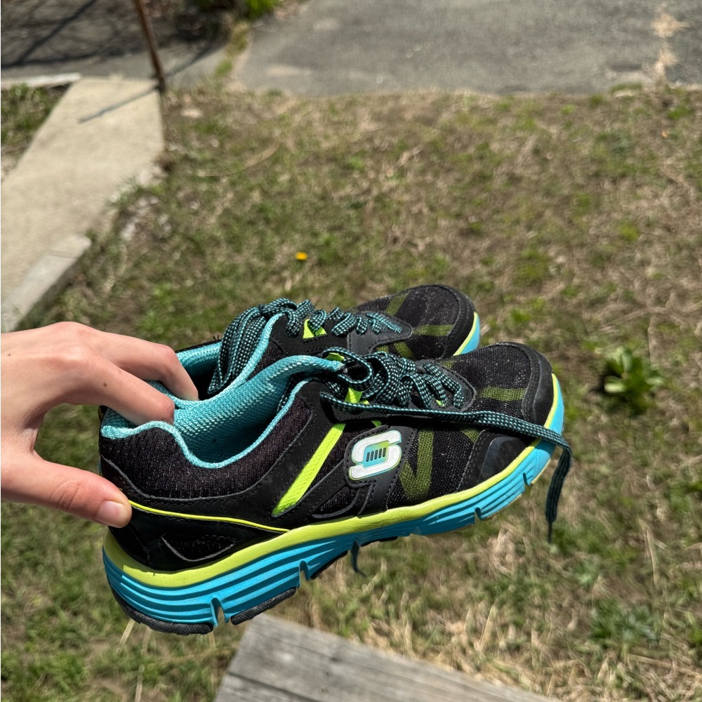 Skechers Black and Blue Athletic Shoes